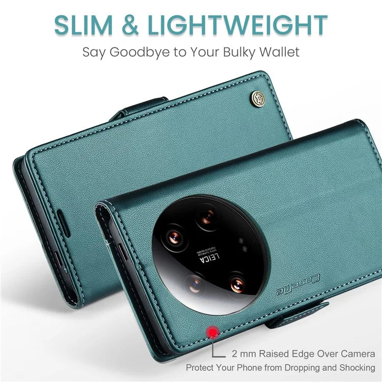 CASEME 023 Series For Xiaomi 14 Ultra Case RFID Blocking Glossy Stand Phone Cover