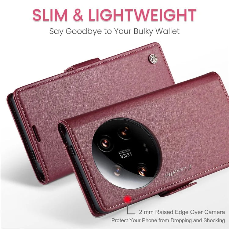 CASEME 023 Series For Xiaomi 14 Ultra Case RFID Blocking Glossy Stand Phone Cover