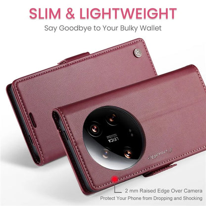 CASEME 023 Series For Xiaomi 14 Ultra Case RFID Blocking Glossy Stand Phone Cover