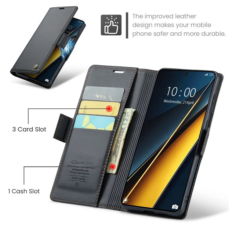 CASEME 023 Series For Xiaomi Poco X6 Pro 5G / Redmi K70E 5G Case RFID Blocking Phone Leather Cover
