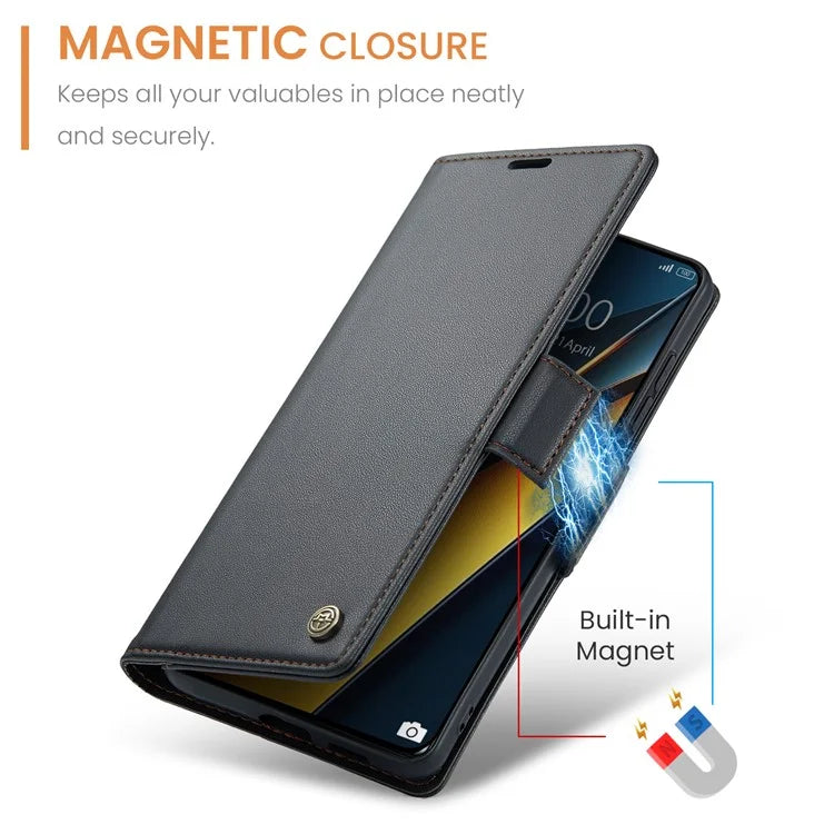 CASEME 023 Series For Xiaomi Poco X6 Pro 5G / Redmi K70E 5G Case RFID Blocking Phone Leather Cover