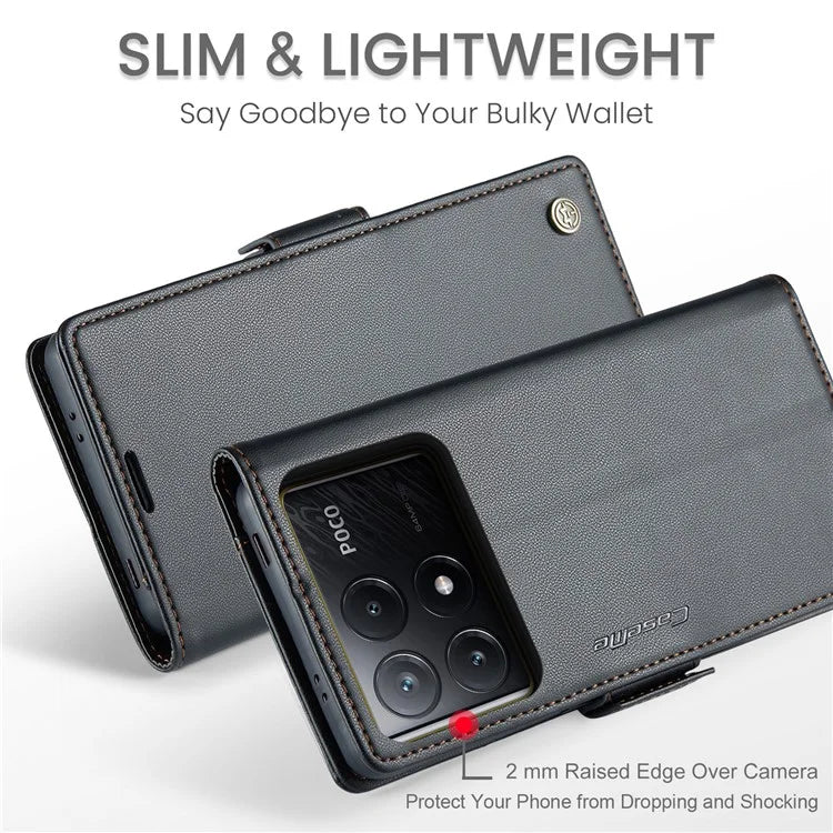 CASEME 023 Series For Xiaomi Poco X6 Pro 5G / Redmi K70E 5G Case RFID Blocking Phone Leather Cover