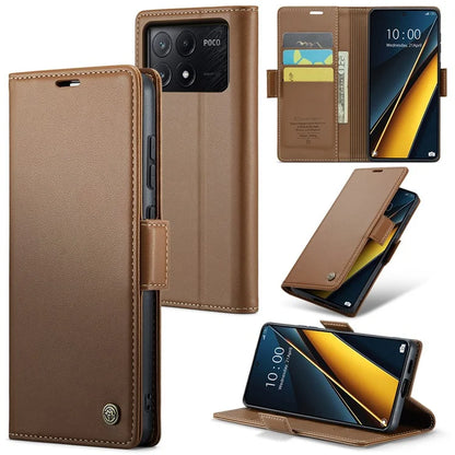 CASEME 023 Series For Xiaomi Poco X6 Pro 5G / Redmi K70E 5G Case RFID Blocking Phone Leather Cover