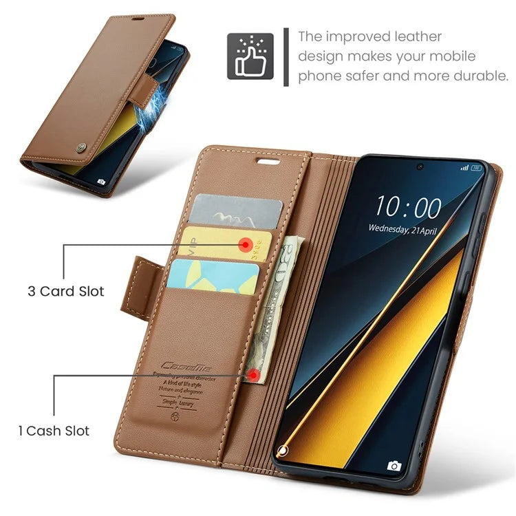 CASEME 023 Series For Xiaomi Poco X6 Pro 5G / Redmi K70E 5G Case RFID Blocking Phone Leather Cover