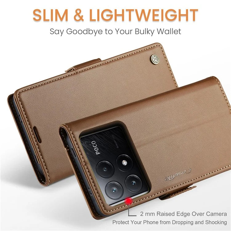 CASEME 023 Series For Xiaomi Poco X6 Pro 5G / Redmi K70E 5G Case RFID Blocking Phone Leather Cover