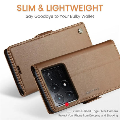 CASEME 023 Series For Xiaomi Poco X6 Pro 5G / Redmi K70E 5G Case RFID Blocking Phone Leather Cover