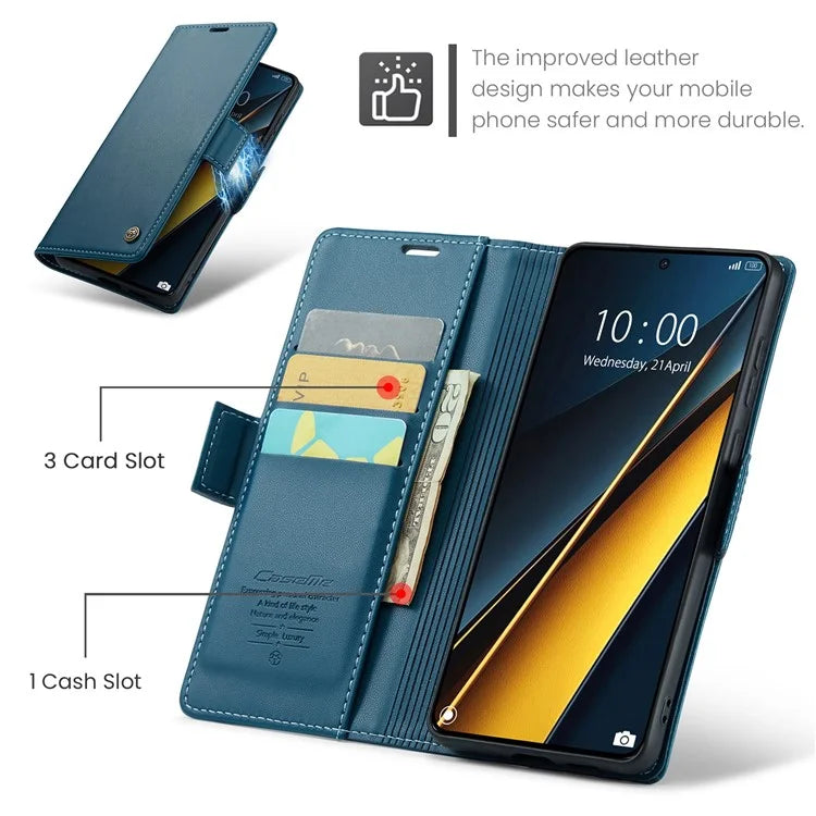 CASEME 023 Series For Xiaomi Poco X6 Pro 5G / Redmi K70E 5G Case RFID Blocking Phone Leather Cover