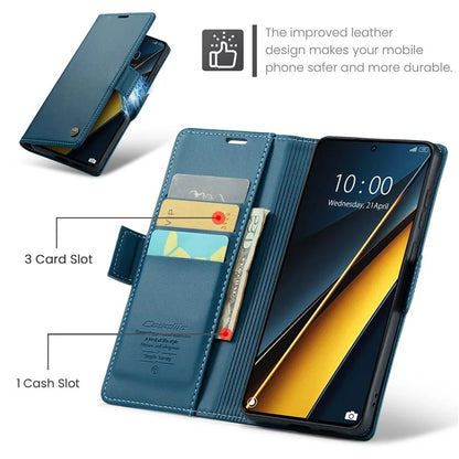 CASEME 023 Series For Xiaomi Poco X6 Pro 5G / Redmi K70E 5G Case RFID Blocking Phone Leather Cover