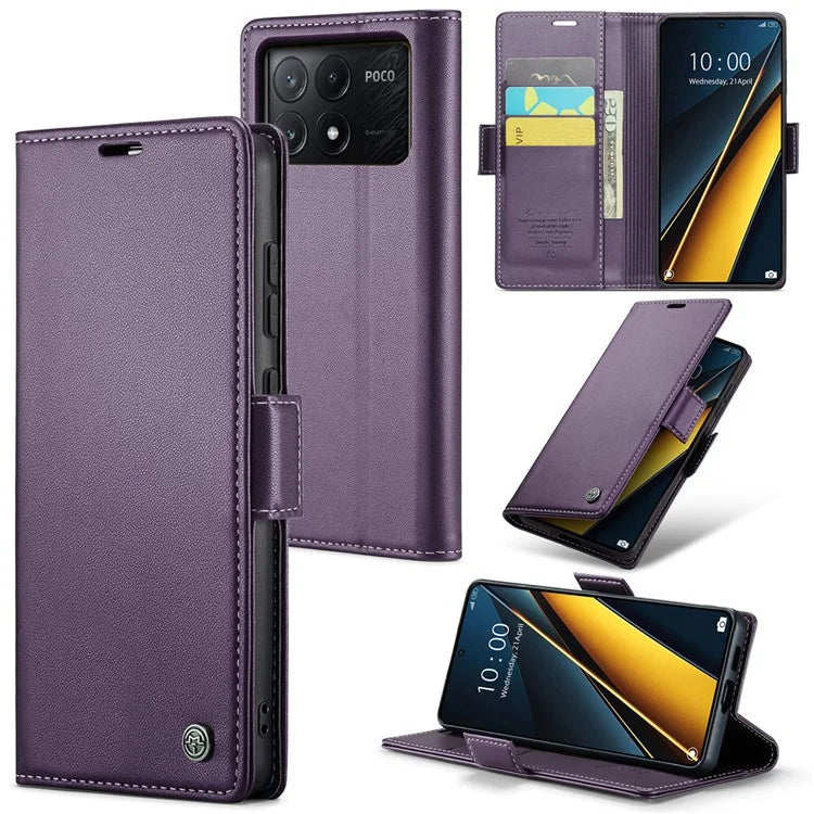 CASEME 023 Series For Xiaomi Poco X6 Pro 5G / Redmi K70E 5G Case RFID Blocking Phone Leather Cover