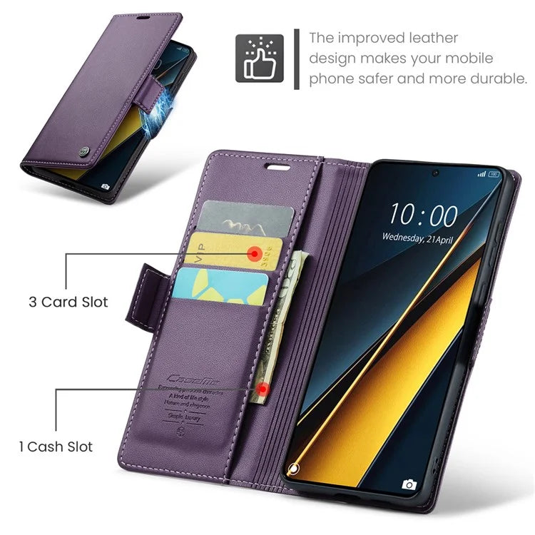 CASEME 023 Series For Xiaomi Poco X6 Pro 5G / Redmi K70E 5G Case RFID Blocking Phone Leather Cover