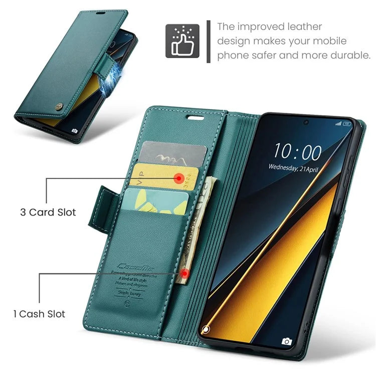 CASEME 023 Series For Xiaomi Poco X6 Pro 5G / Redmi K70E 5G Case RFID Blocking Phone Leather Cover