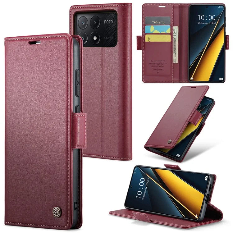 CASEME 023 Series For Xiaomi Poco X6 Pro 5G / Redmi K70E 5G Case RFID Blocking Phone Leather Cover