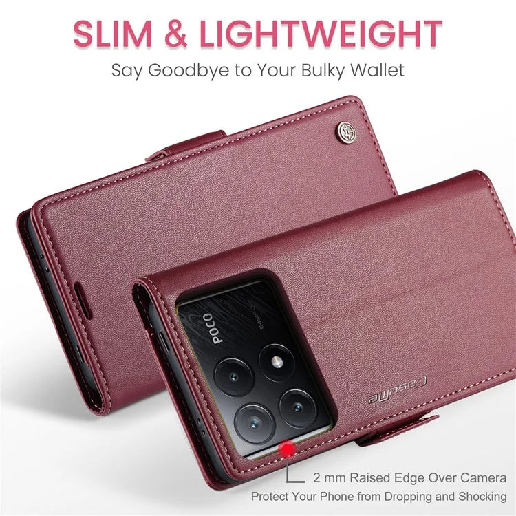 CASEME 023 Series For Xiaomi Poco X6 Pro 5G / Redmi K70E 5G Case RFID Blocking Phone Leather Cover
