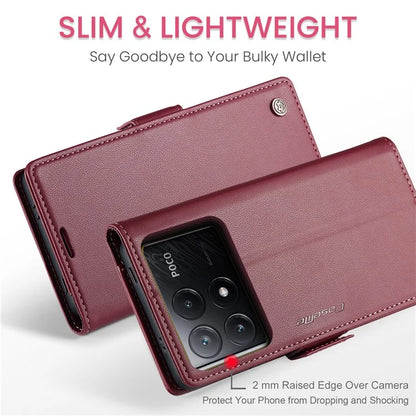 CASEME 023 Series For Xiaomi Poco X6 Pro 5G / Redmi K70E 5G Case RFID Blocking Phone Leather Cover