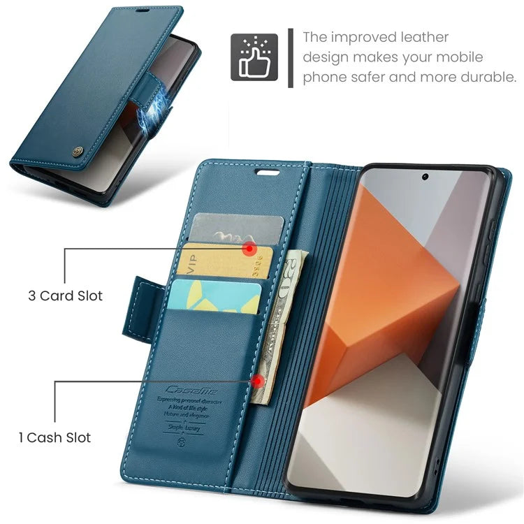 CASEME 023 Series For Xiaomi Redmi Note 13 Pro+ 5G Leather Case Glossy Phone Cover RFID Blocking
