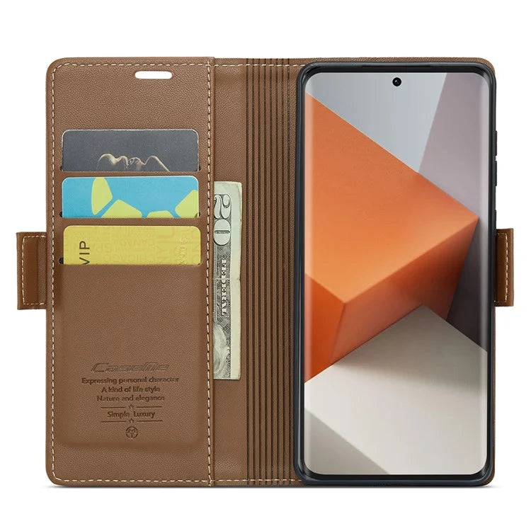 CASEME 023 Series For Xiaomi Redmi Note 13 Pro+ 5G Leather Case Glossy Phone Cover RFID Blocking