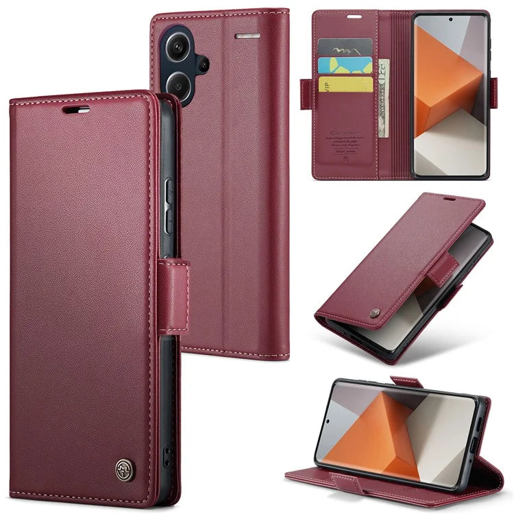 CASEME 023 Series For Xiaomi Redmi Note 13 Pro+ 5G Leather Case Glossy Phone Cover RFID Blocking
