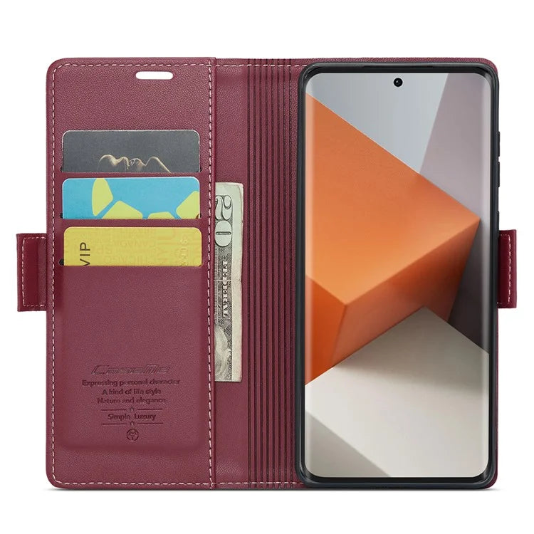 CASEME 023 Series For Xiaomi Redmi Note 13 Pro+ 5G Leather Case Glossy Phone Cover RFID Blocking