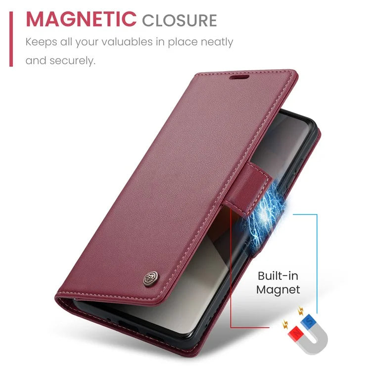 CASEME 023 Series For Xiaomi Redmi Note 13 Pro+ 5G Leather Case Glossy Phone Cover RFID Blocking