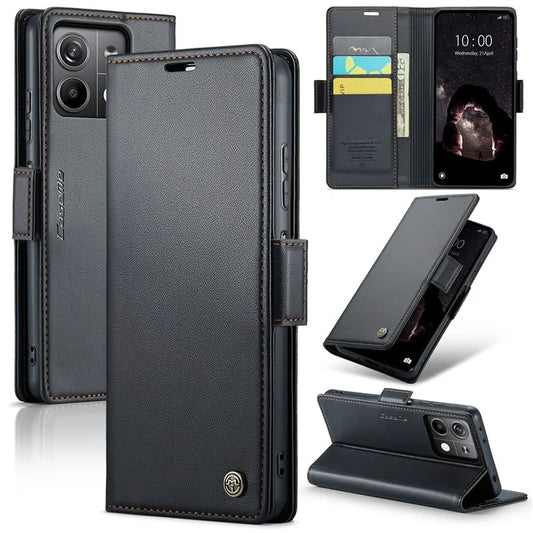 CASEME 023 Series For Xiaomi Redmi Note 13 5G Stand Case RFID Blocking Glossy Phone Cover