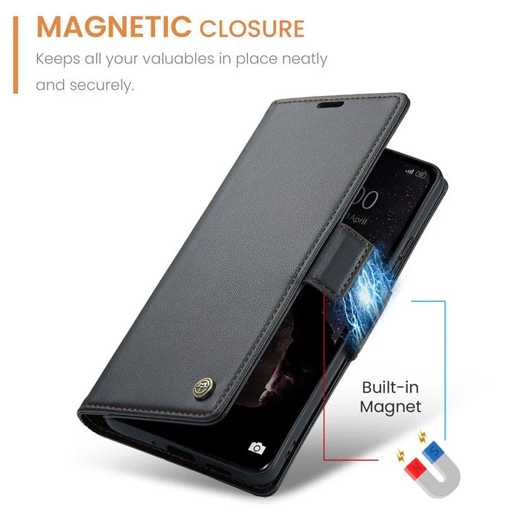CASEME 023 Series For Xiaomi Redmi Note 13 5G Stand Case RFID Blocking Glossy Phone Cover