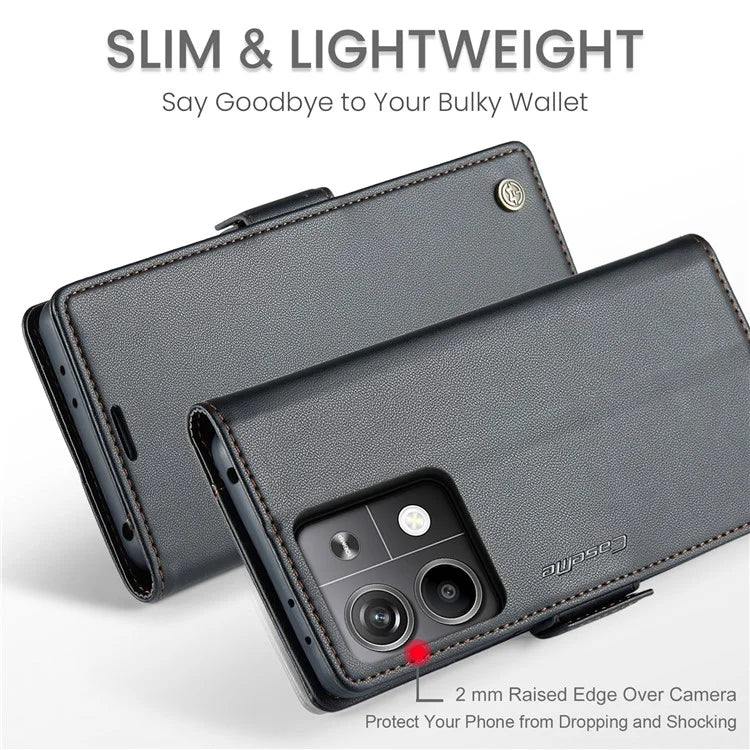 CASEME 023 Series For Xiaomi Redmi Note 13 5G Stand Case RFID Blocking Glossy Phone Cover