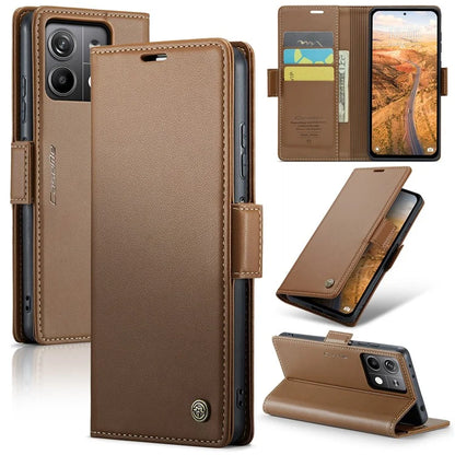 CASEME 023 Series For Xiaomi Redmi Note 13 5G Stand Case RFID Blocking Glossy Phone Cover