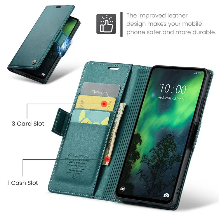 CASEME 023 Series For Xiaomi Redmi Note 13 5G Stand Case RFID Blocking Glossy Phone Cover