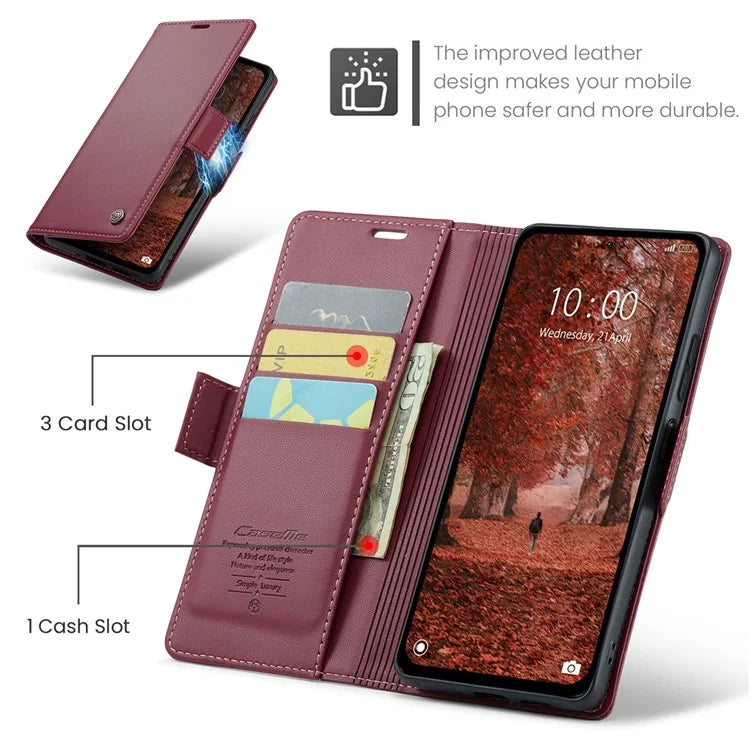 CASEME 023 Series For Xiaomi Redmi Note 13 5G Stand Case RFID Blocking Glossy Phone Cover