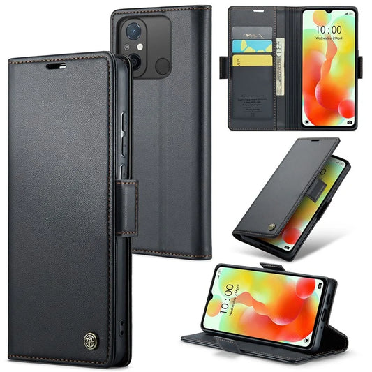 CASEME 023 Series For Xiaomi Redmi 11A 4G / 12C 4G RFID Blocking Case Stand Glossy Phone Cover