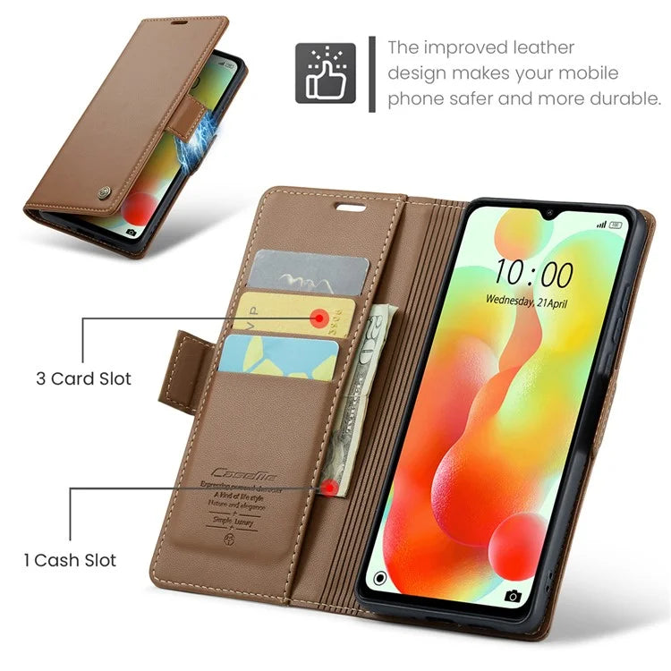 CASEME 023 Series For Xiaomi Redmi 11A 4G / 12C 4G RFID Blocking Case Stand Glossy Phone Cover