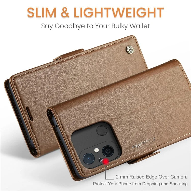CASEME 023 Series For Xiaomi Redmi 11A 4G / 12C 4G RFID Blocking Case Stand Glossy Phone Cover