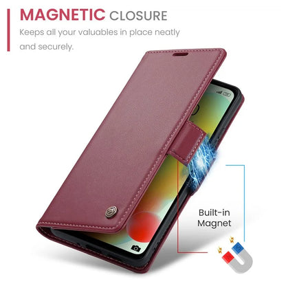 CASEME 023 Series For Xiaomi Redmi 11A 4G / 12C 4G RFID Blocking Case Stand Glossy Phone Cover