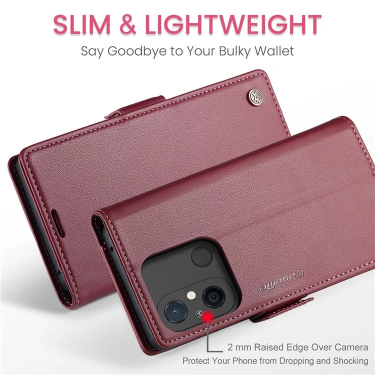 CASEME 023 Series For Xiaomi Redmi 11A 4G / 12C 4G RFID Blocking Case Stand Glossy Phone Cover