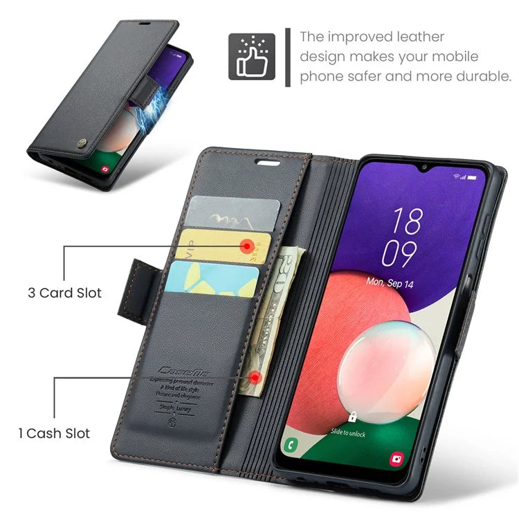 CASEME 023 Series For Samsung Galaxy A22 5G (EU Version) / F42 5G Wallet Case RFID Blocking Phone Cover
