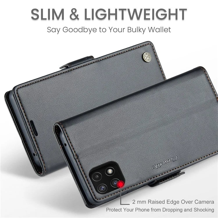 CASEME 023 Series For Samsung Galaxy A22 5G (EU Version) / F42 5G Wallet Case RFID Blocking Phone Cover