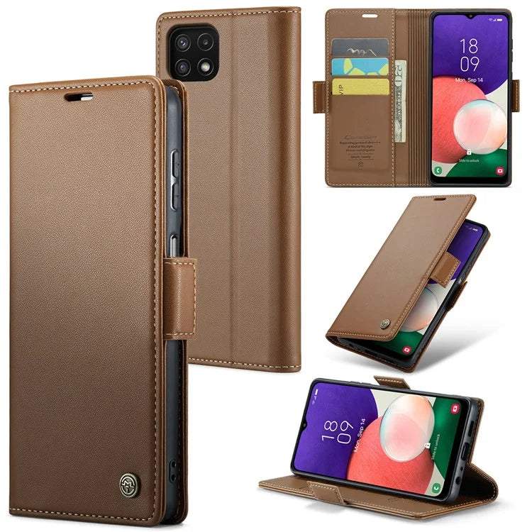 CASEME 023 Series For Samsung Galaxy A22 5G (EU Version) / F42 5G Wallet Case RFID Blocking Phone Cover