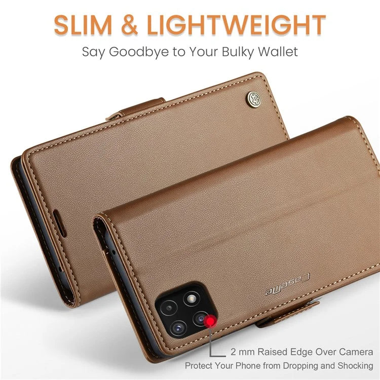 CASEME 023 Series For Samsung Galaxy A22 5G (EU Version) / F42 5G Wallet Case RFID Blocking Phone Cover