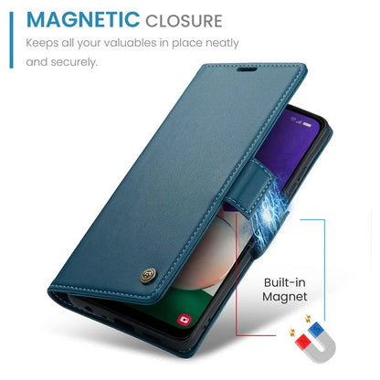 CASEME 023 Series For Samsung Galaxy A22 5G (EU Version) / F42 5G Wallet Case RFID Blocking Phone Cover