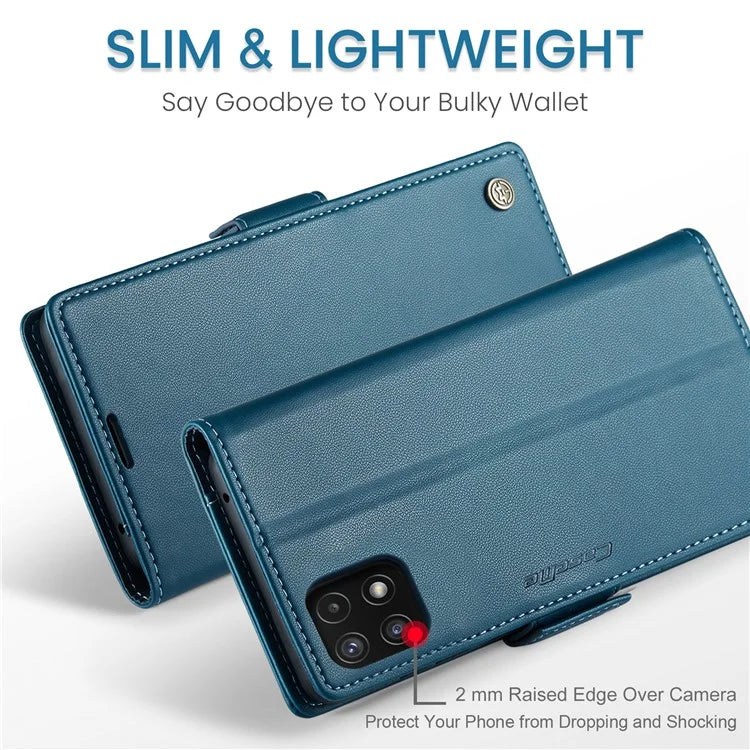 CASEME 023 Series For Samsung Galaxy A22 5G (EU Version) / F42 5G Wallet Case RFID Blocking Phone Cover