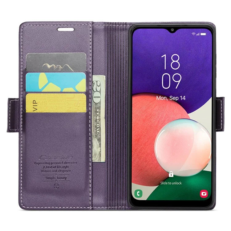 CASEME 023 Series For Samsung Galaxy A22 5G (EU Version) / F42 5G Wallet Case RFID Blocking Phone Cover