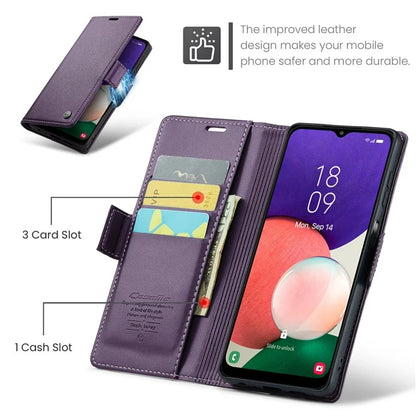 CASEME 023 Series For Samsung Galaxy A22 5G (EU Version) / F42 5G Wallet Case RFID Blocking Phone Cover