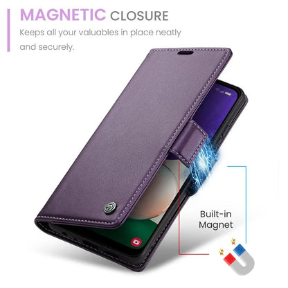 CASEME 023 Series For Samsung Galaxy A22 5G (EU Version) / F42 5G Wallet Case RFID Blocking Phone Cover