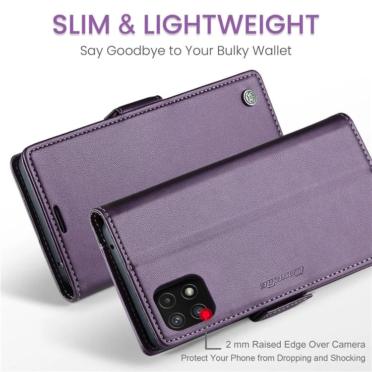 CASEME 023 Series For Samsung Galaxy A22 5G (EU Version) / F42 5G Wallet Case RFID Blocking Phone Cover