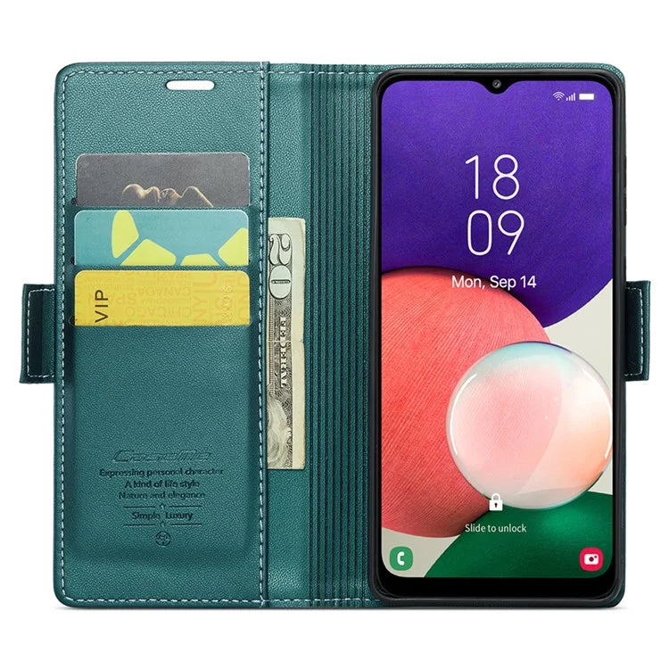 CASEME 023 Series For Samsung Galaxy A22 5G (EU Version) / F42 5G Wallet Case RFID Blocking Phone Cover