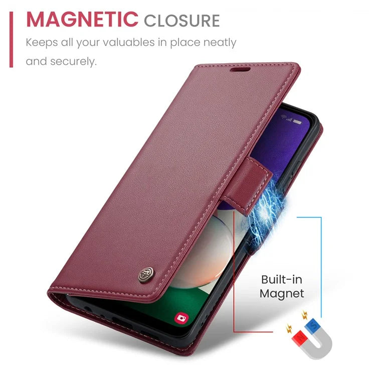 CASEME 023 Series For Samsung Galaxy A22 5G (EU Version) / F42 5G Wallet Case RFID Blocking Phone Cover