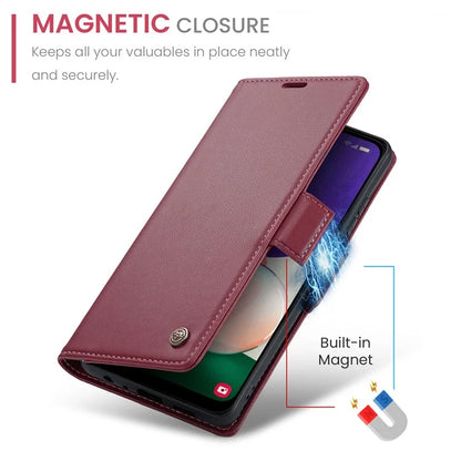 CASEME 023 Series For Samsung Galaxy A22 5G (EU Version) / F42 5G Wallet Case RFID Blocking Phone Cover