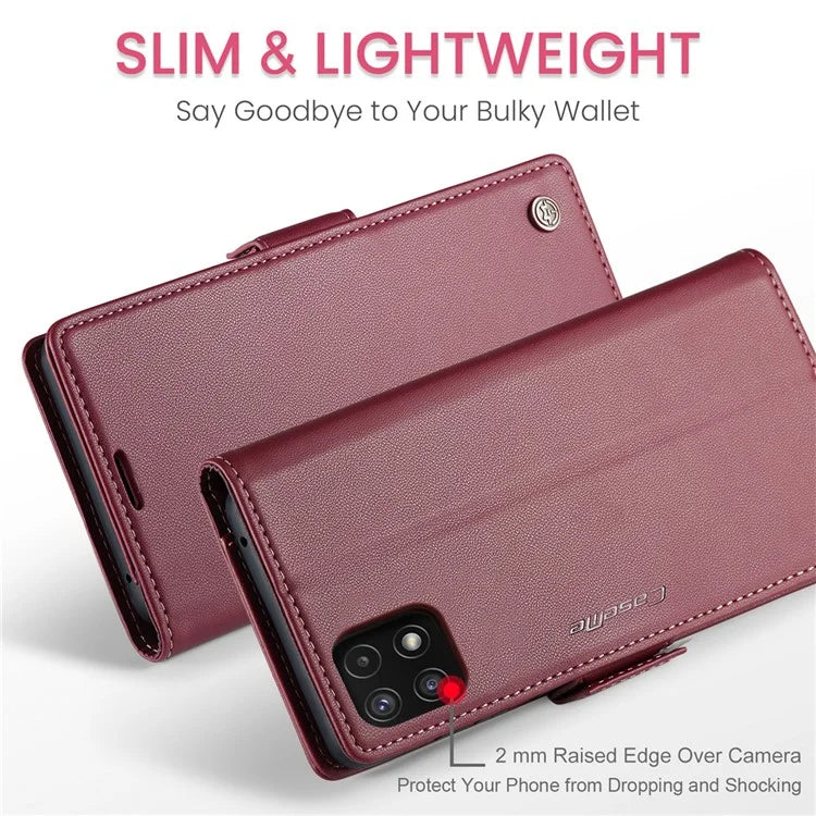 CASEME 023 Series For Samsung Galaxy A22 5G (EU Version) / F42 5G Wallet Case RFID Blocking Phone Cover