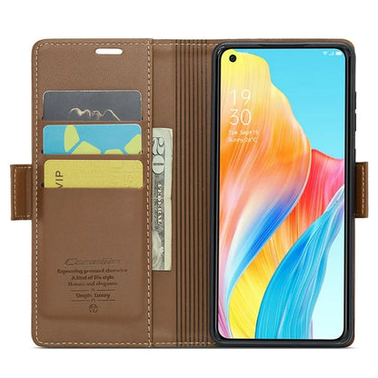 CASEME 023 Series For Oppo A78 4G Case RFID Blocking PU Leather Glossy Phone Wallet Cover