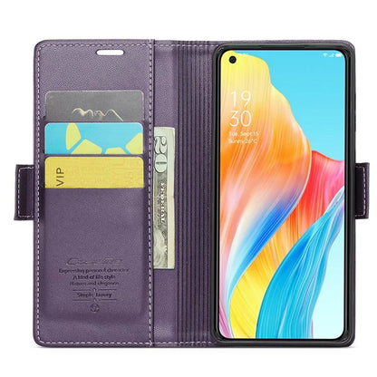 CASEME 023 Series For Oppo A78 4G Case RFID Blocking PU Leather Glossy Phone Wallet Cover